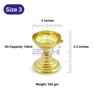 Dasara Brass Panti Single Face with Stand (4.3 Inches, 130ml 170ml Oil Capacity) Size No.3