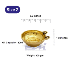 2-Faced Brass Panti / Brass Diya (170ml Oil Capacity, 350gm Weight) Size No.2