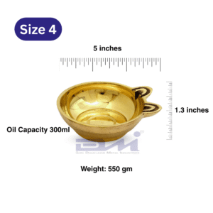 2-Faced Brass Panti / Brass Diya (75ml Oil Capacity, 250gm Weight) Size No.4