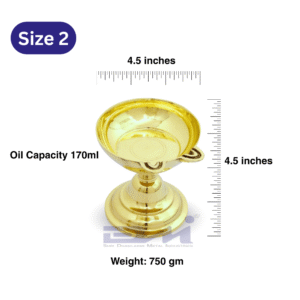 2 Faced Brass Dasara Panti with Stand/ Diya (4.5 Inches, 750 Grams gms Weight) Size No.2
