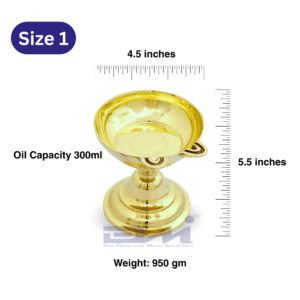 2 Faced Brass Dasara Panti with Stand / Diya (5.5 Inches, 950 gms Weight) Size No.1