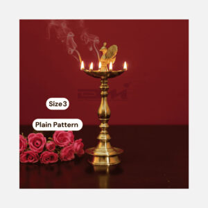 7 Faced Brass Mayur Design Samai / Peacock Design Samai (14 Inches, Plain Pattern) – Size No.3