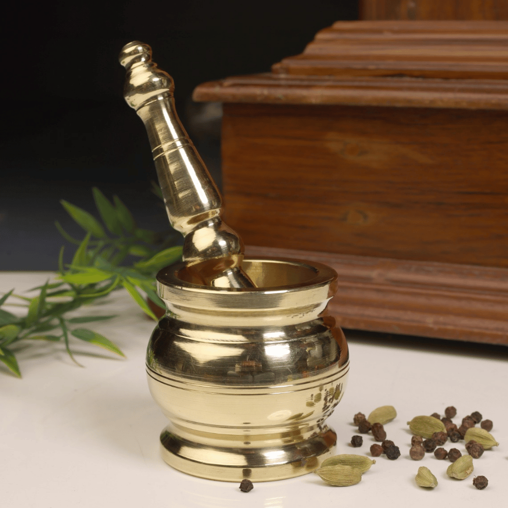 Khalbatta Size No.3 – Traditional Brass Mortar and Pestle (5.5 Inches, 750gm) - Image 5