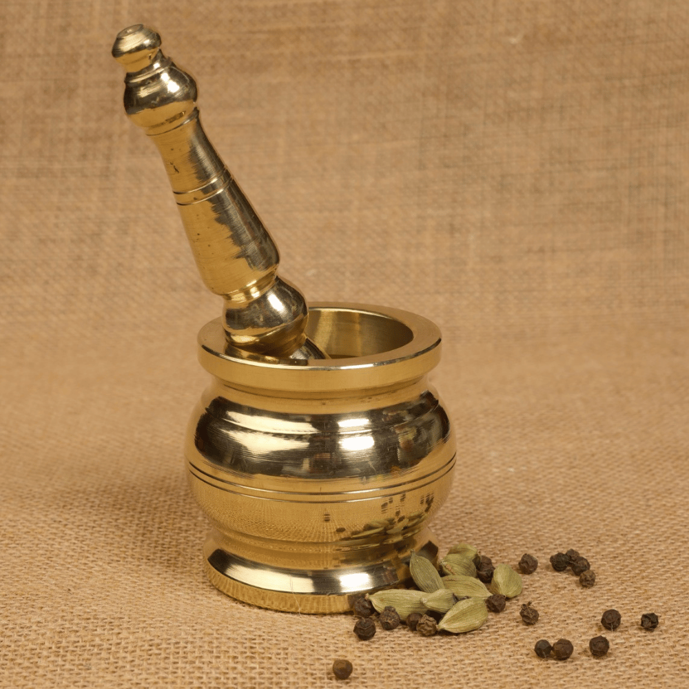 Khalbatta Size No.3 – Traditional Brass Mortar and Pestle (5.5 Inches, 750gm) - Image 7