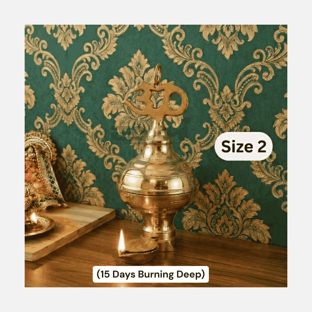 DMI Brass Nandadeep Akhanda Jyothi Deepa 12” Height | 1.85 kg(15 Days Burning) Size No.2