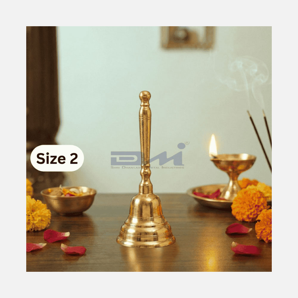 DMI's Ethnic Brass Pooja Ghanta (6 Inches, 250gm) Size No.2