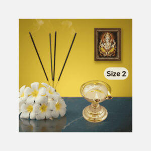 2 Faced Brass Dasara Panti with Stand/ Diya (4.5 Inches, 750 Grams gms Weight) Size No.2