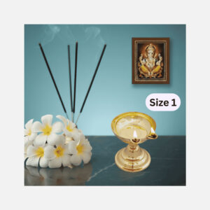 2 Faced Brass Dasara Panti with Stand / Diya (5.5 Inches, 950 gms Weight) Size No.1