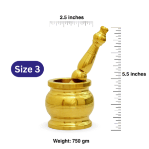 Khalbatta Size No.3 – Traditional Brass Mortar and Pestle (5.5 Inches, 750gm)