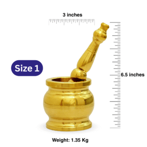 Khalbatta Size No.1 – Traditional Brass Mortar and Pestle (6.5 Inches, 1.35Kg)