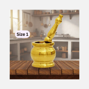 Khalbatta Size No.1 – Traditional Brass Mortar and Pestle (6.5 Inches, 1.35Kg)
