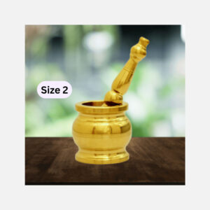 Khalbatta Size No.2 – Traditional Brass Mortar and Pestle (6.25 Inches, 950gm)