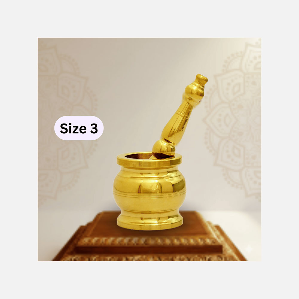 Khalbatta Size No.3 – Traditional Brass Mortar and Pestle (5.5 Inches, 750gm)