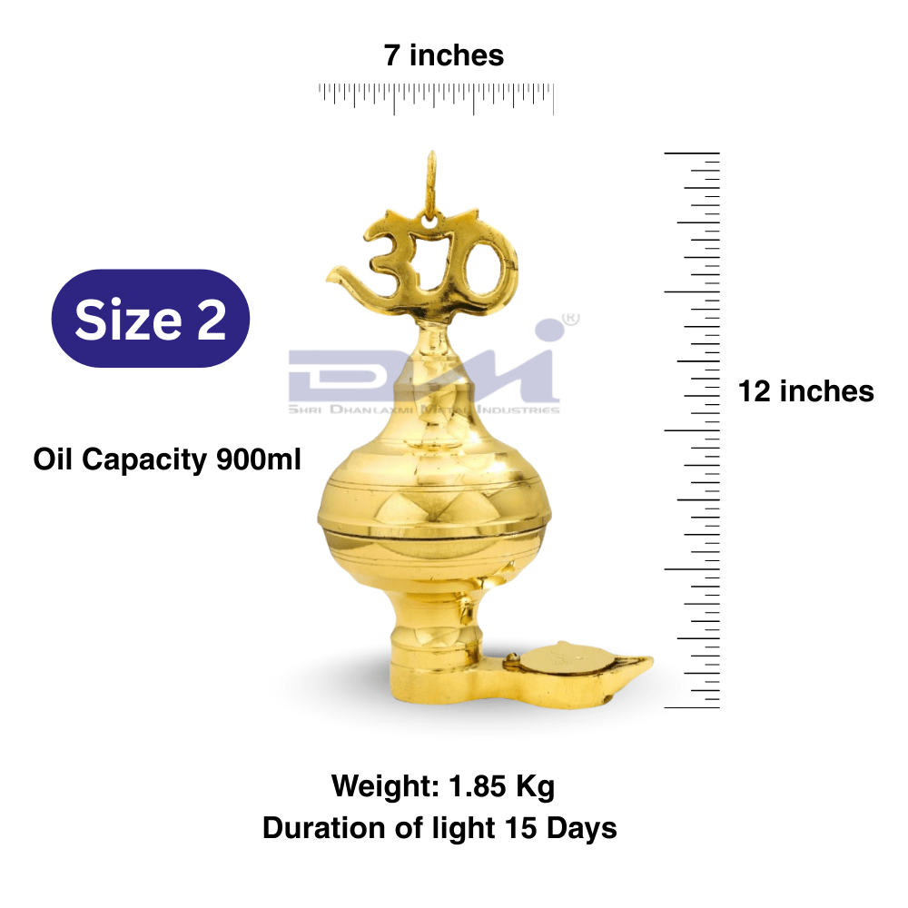 DMI Brass Nandadeep Akhanda Jyothi Deepa 12” Height | 1.85 kg(15 Days Burning) Size No.2 - Image 2