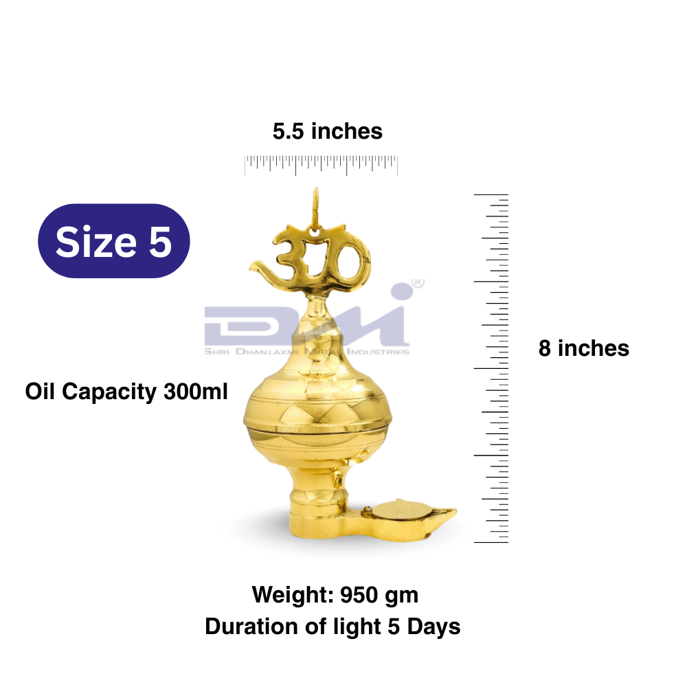 DMI Brass Nandadeep Akhanda Jyothi Deepa 8” Height | 950gm (5 Days Burning) Size No.5 - Image 2