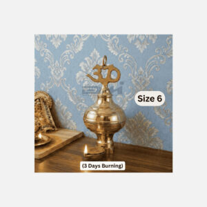 DMI’s Brass Nandadeep Akhanda Jyothi Deepa 7.5” Height |750gm (3 Days Burning) Size No.6