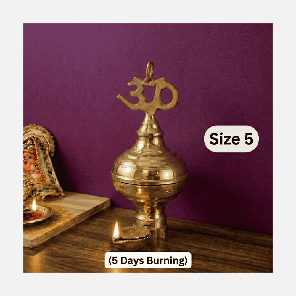 DMI Brass Nandadeep Akhanda Jyothi Deepa 8” Height | 950gm (5 Days Burning) Size No.5
