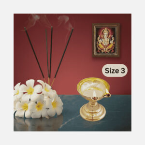 2 Faced Brass Dasara Panti with Stand/ Diya (4.3 Inches, 550 gms Weight) Size No.3