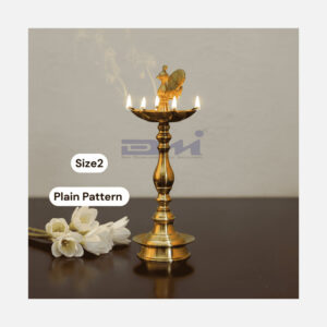 7 Faced Brass Mayur Design Samai / Peacock Design Samai (16 Inches, Plain Pattern) – Size No.2