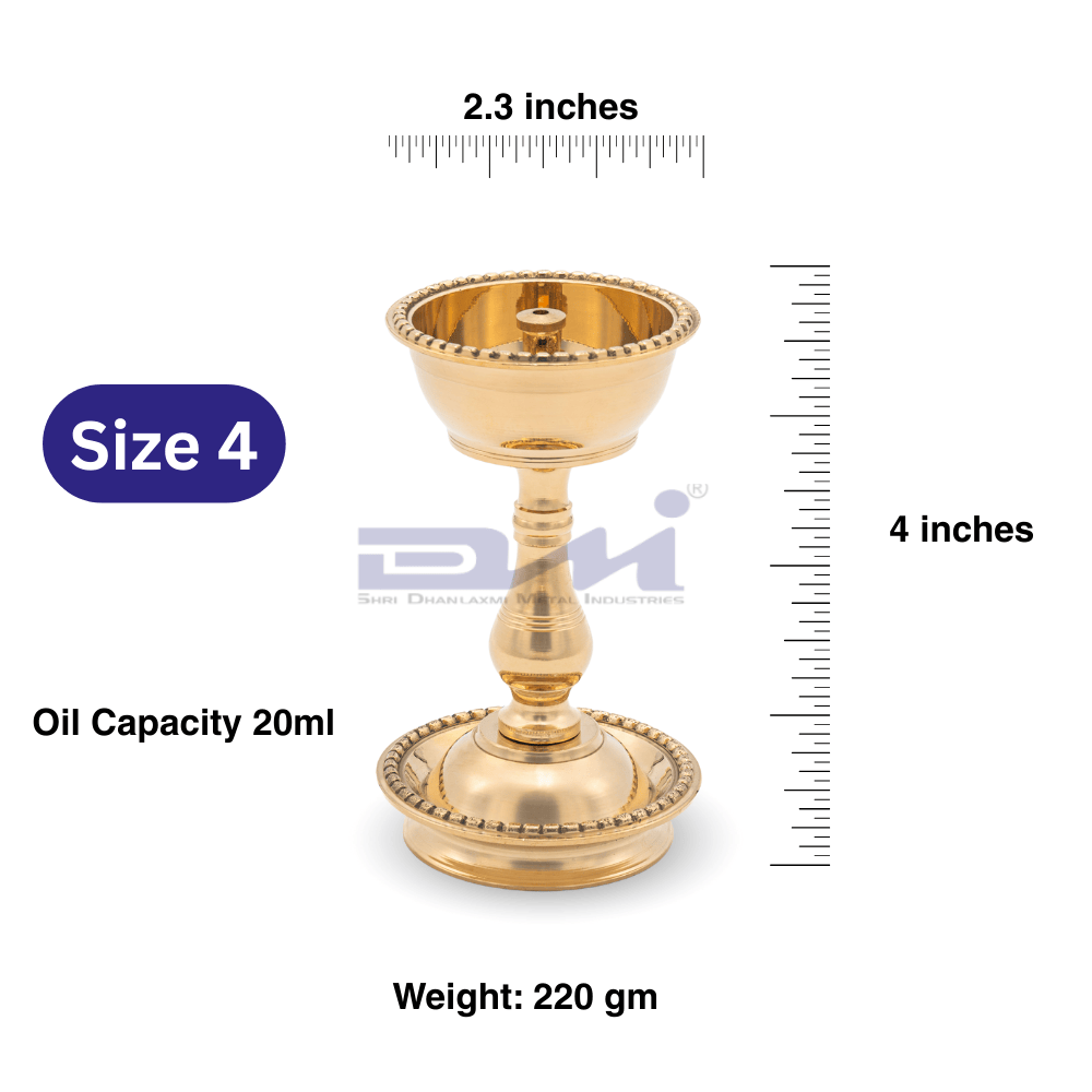 DMI's Brass Udupi Samai - (4 Inches, 220gm Weight) Size No.4 - Image 2