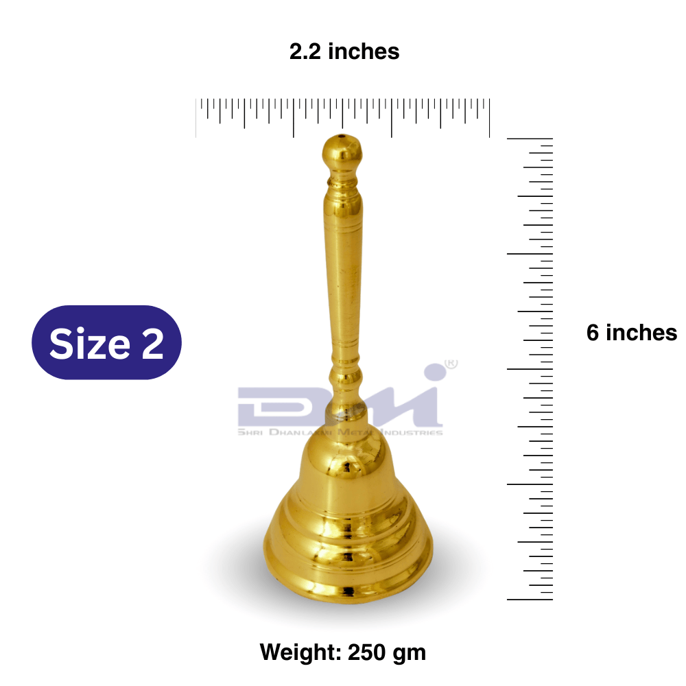 DMI's Ethnic Brass Pooja Ghanta (6 Inches, 250gm) Size No.2 - Image 2