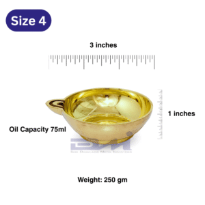 DMI One-Faced Brass Dasara Panti / Brass Diya (1 Inches | 250 gm Weight) Size No.4