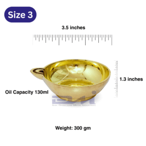 DMI One-Faced Brass Dasara Panti / Brass Diya ( 1.3 Inches | 300 gm Weight) Size No.3