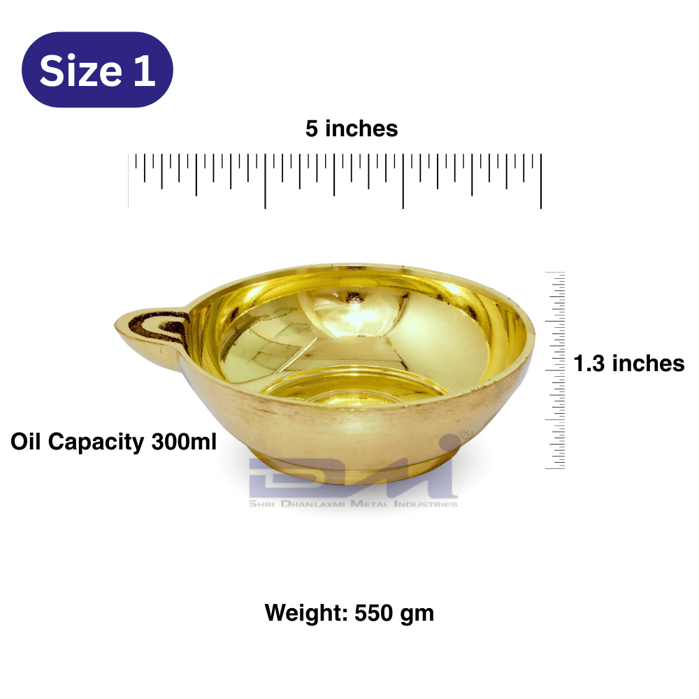 DMI One-Faced Brass Dasara Panti / Brass Diya (1.3 Inches | 550 gm Weight) Size No.1 – Big Size - Image 2