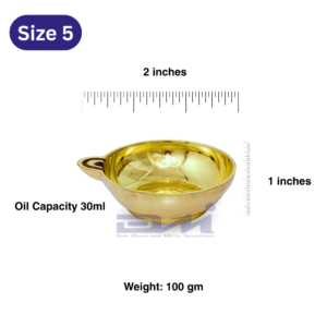 DMI One-Faced Brass Dasara Panti / Brass Diya – (1 Inches, 100 gm Weight) Size No.5 – Small Size
