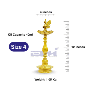 7 Faced Brass Mayur Design Samai / Peacock Design Samai (12 Inches, Plain Pattern) – Size No.4