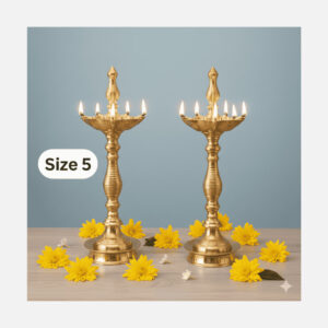 Paired, 7 Faced Brass Samai Kalash Design & Lined Patten Stand (10 Inches) – Size No.5