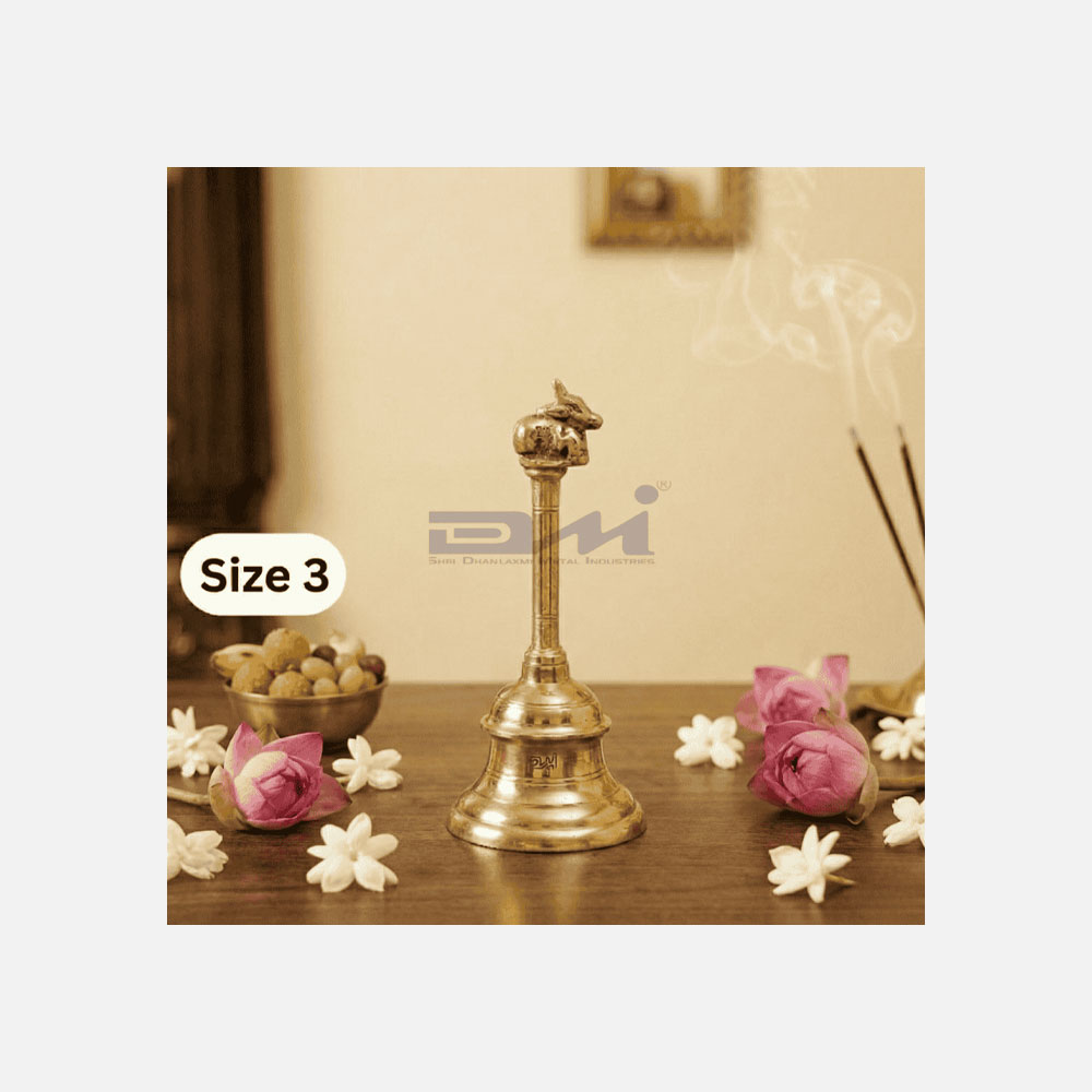 DMI Brass Nandi Ghanta – Traditional Puja Bell (6.3 Inches) Size No.3