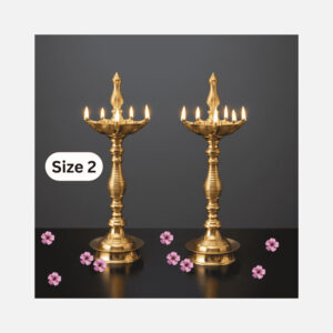 Paired, 7 Faced Brass Samai Kalash Design & Lined Patten Stand (16 Inches) – Size No.2