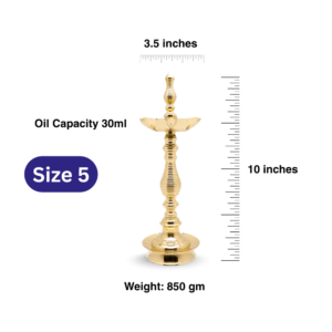 Paired, 7 Faced Brass Samai Kalash Design & Lined Patten Stand (10 Inches) – Size No.5