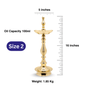 Paired, 7 Faced Brass Samai Kalash Design & Lined Patten Stand (16 Inches) – Size No.2