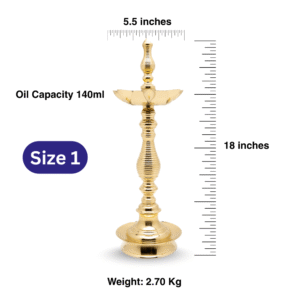 Paired, 7 Faced Brass Samai Kalash Design & Lined Patten Stand (18 Inches) – Size No.1