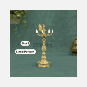 7 Faced Brass Mayur Design Samai / Peacock Design Samai (10 Inches, Lined Pattern) – Size No.5