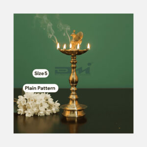 7 Faced Brass Mayur Design Samai / Peacock Design Samai (10 Inches, Plain Pattern) – Size No.5