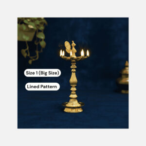 7 Faced Brass Mayur Design Samai / Peacock Design Samai (18 Inches, Lined Pattern) – Size No.1