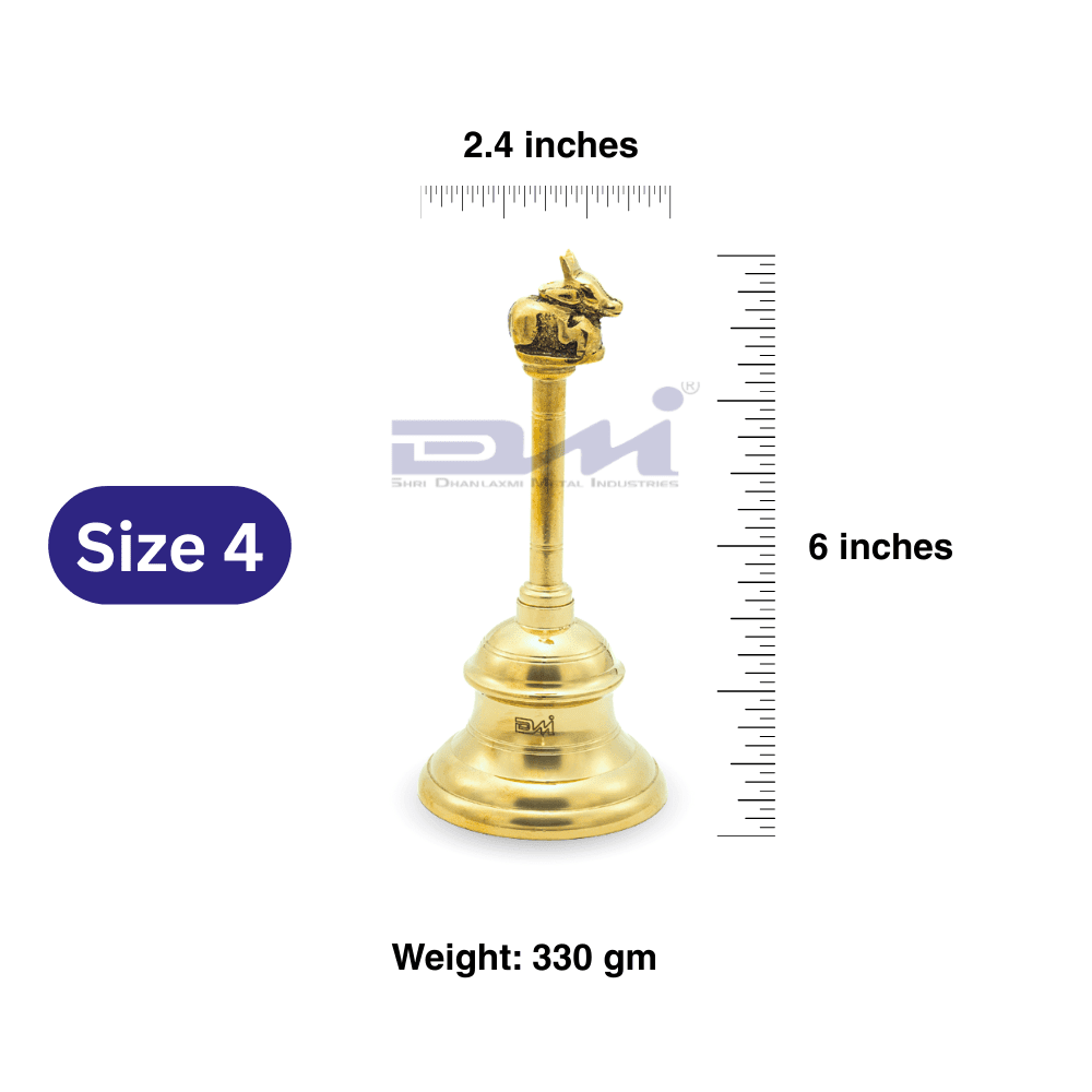 DMI Brass Nandi Ghanta – Traditional Puja Bell (6 Inches) Size No.4 - Image 2
