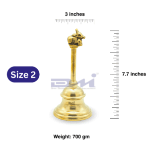 DMI Brass Nandi Ghanta – Traditional Puja Bell (7.7 Inches) Size No.2