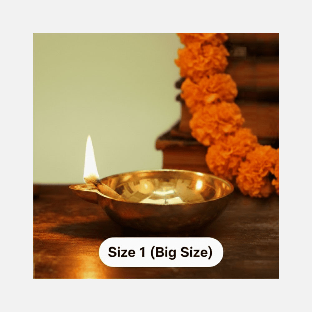 DMI One-Faced Brass Dasara Panti / Brass Diya (1.3 Inches | 550 gm Weight) Size No.1 – Big Size